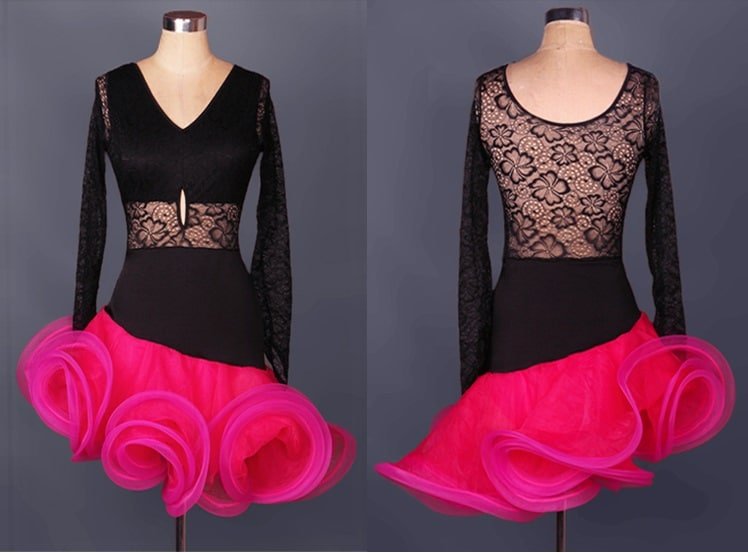 gynaikeio-forema-latin-samba-salsa-roz-kokkino